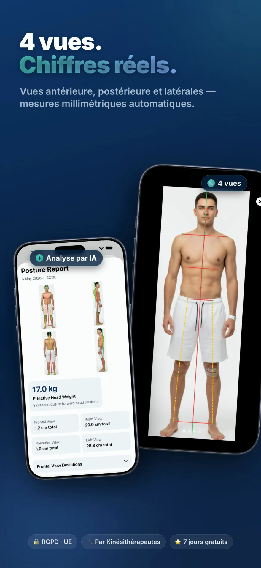 Écran PostureSync — analyse de posture par IA