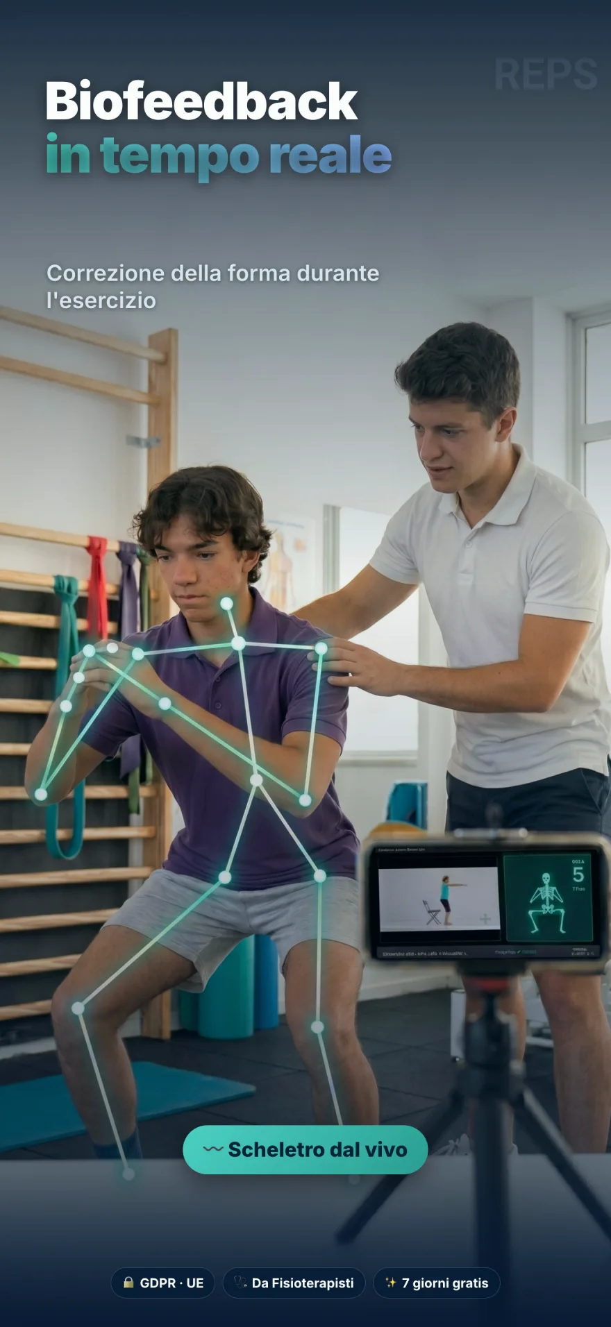 Biofeedback in tempo reale con scheletro dal vivo