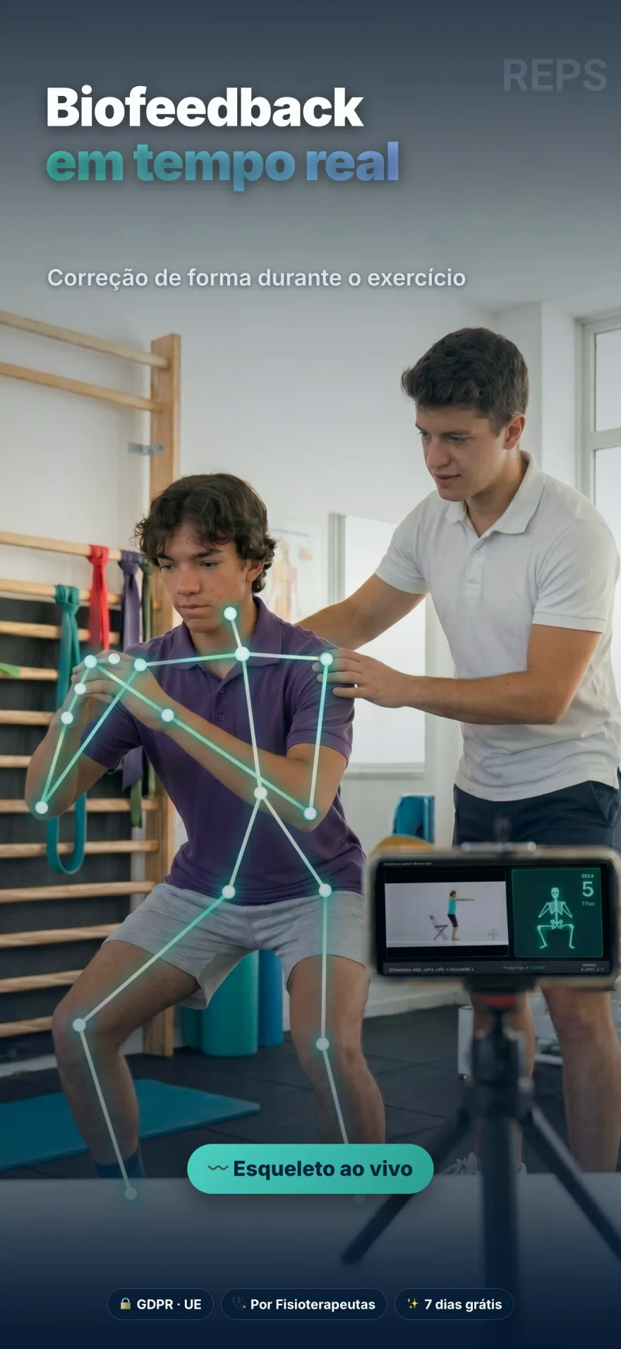 Biofeedback em tempo real com esqueleto ao vivo